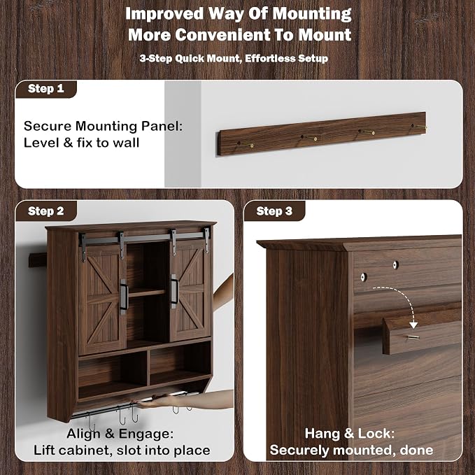 RUSTOWN Farmhouse Bathroom Wall Storage Cabinet - Image 7