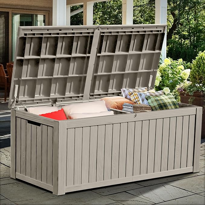 YITAHOME 180 Gallon Large Outdoor Storage XL Deck Box w/Divider - Image 4