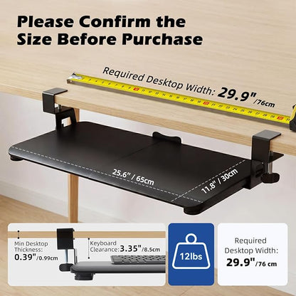 Keyboard Tray Under Desk Clamp, 26.77" Large Slide-Out Keyboard and Mouse Tray - Image 2
