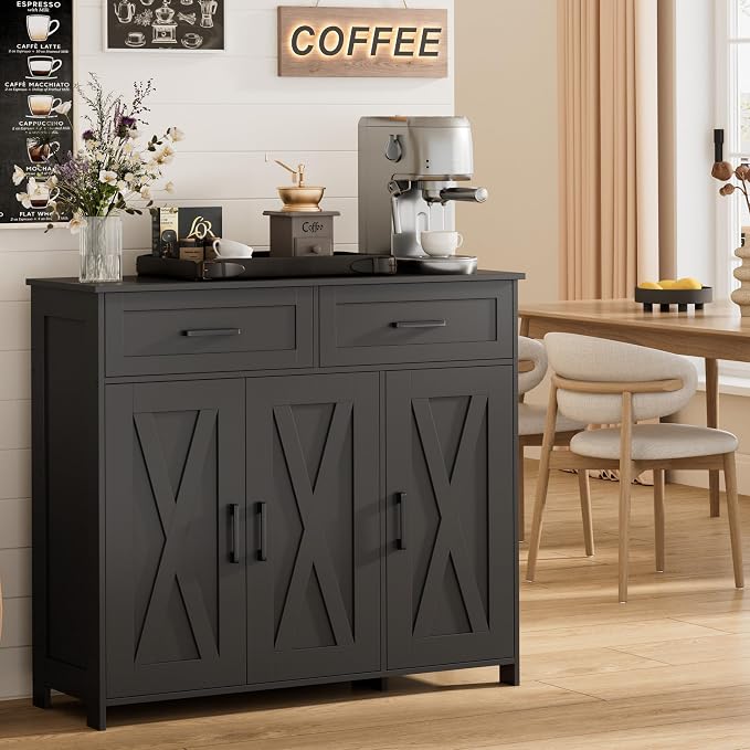 Homhedy Sideboard Buffet Cabinet, Coffee Bar Storage Cabinet by Homhedy