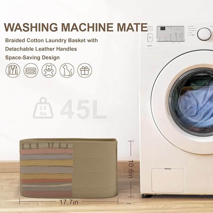 45L Small Wicker Laundry Basket - Image 8