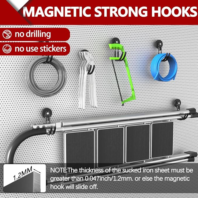 3-H Heavy Duty Magnet Garage Hooks 4 Pack, J Shape Strong Magnetic Hooks - Image 5