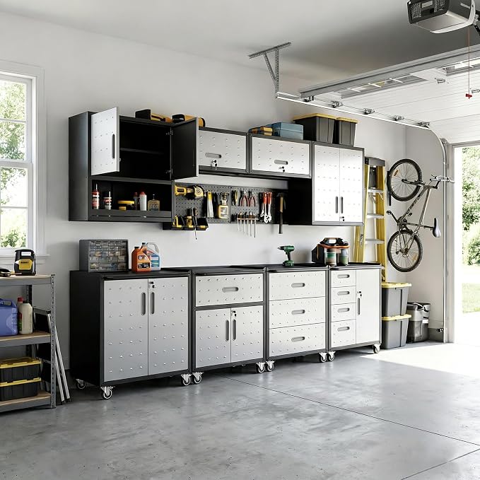 8-Piece Heavy Duty Steel Garage Cabinet System | All-in-One Modular Garage - Image 9