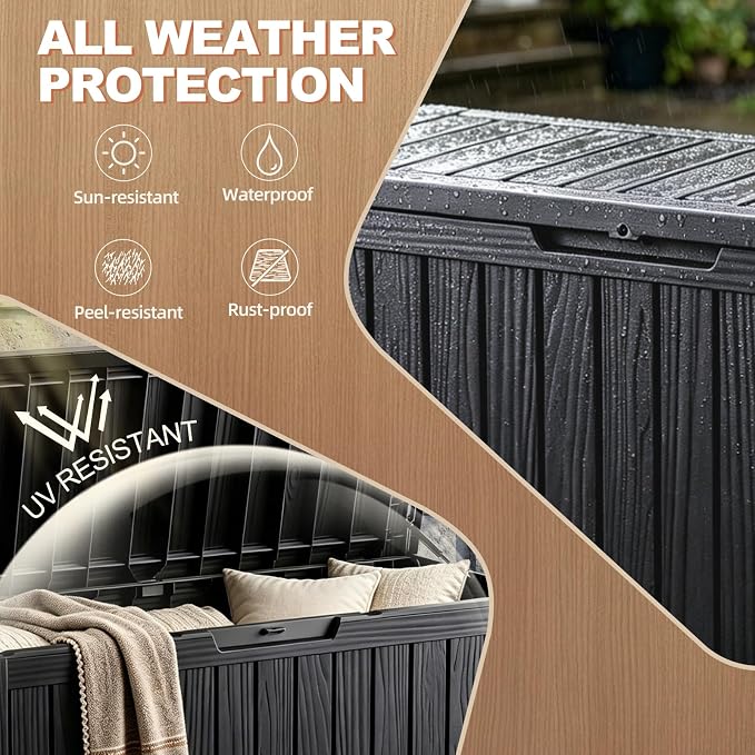 EFU Outdoor Storage Box 140 Gallon Deck Box Lockable UV Resistance Waterproof - Image 2