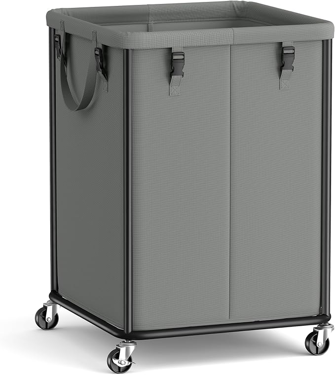 SONGMICS Laundry Basket with Wheels, Rolling Laundry Hamper with Steel Frame by Unknown