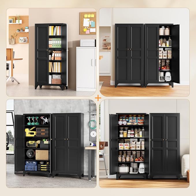 Yizosh Metal Pantry Cabinet, Tall Kitchen Pantry Storage Cabinet - Image 8