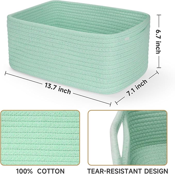 3-Pack Storage Baskets for Organizing | Woven Shelf Toy Basket | Rope Baskets - Image 3