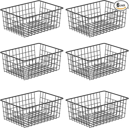 6 Pack Metal Wire Baskets, 15.4" x 11.8" Large Storage Basket by MWQ