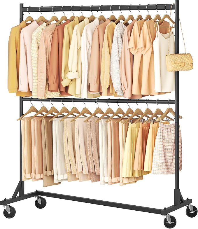 Hoctieon Double Rod Z Rack, Rolling Clothes Racks by Hoctieon