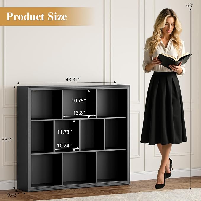 Book Shelf with 10-Cube, 43” Wide Bookshelf with Anti-Tip Device, 38” Tall Open - Image 2