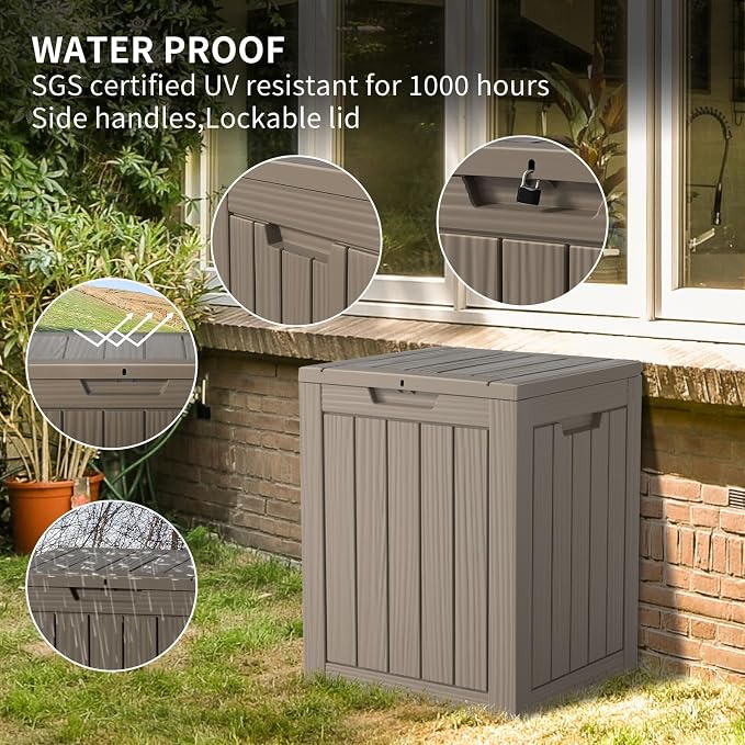 Two 28 Gallon Outdoor Storage Box, Resin Deck Boxes Waterproof, Indoor Outdoor - Image 2