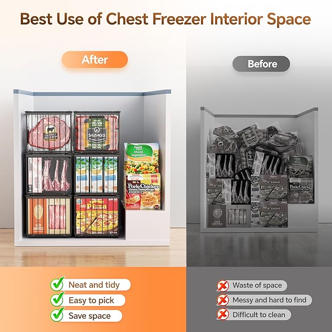 Freezer Organizer Bins, Enlarged Stackable Deep Chest Freezer Organizer Bins - Image 5
