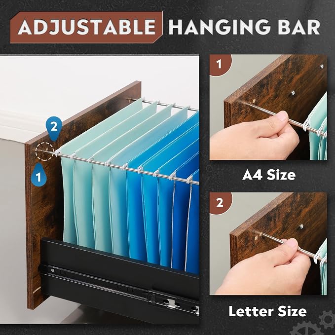 DEVAISE 3 Drawer Wood Mobile File Cabinet, Rolling Filing Cabinet - Image 5