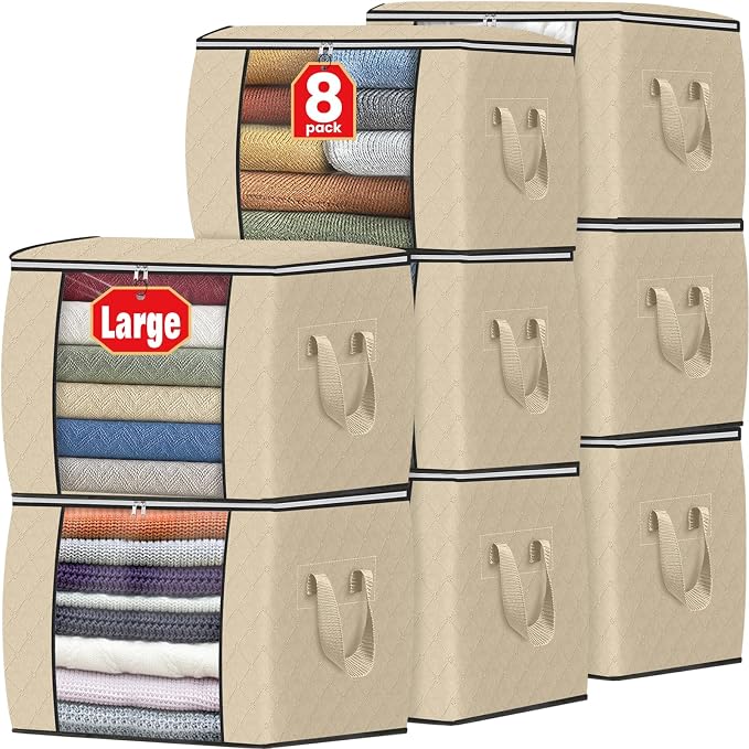 Fab totes 24 Gallons Clothes Storage, Foldable Thick Fabric Blanket Storage Bags by Fabtotes