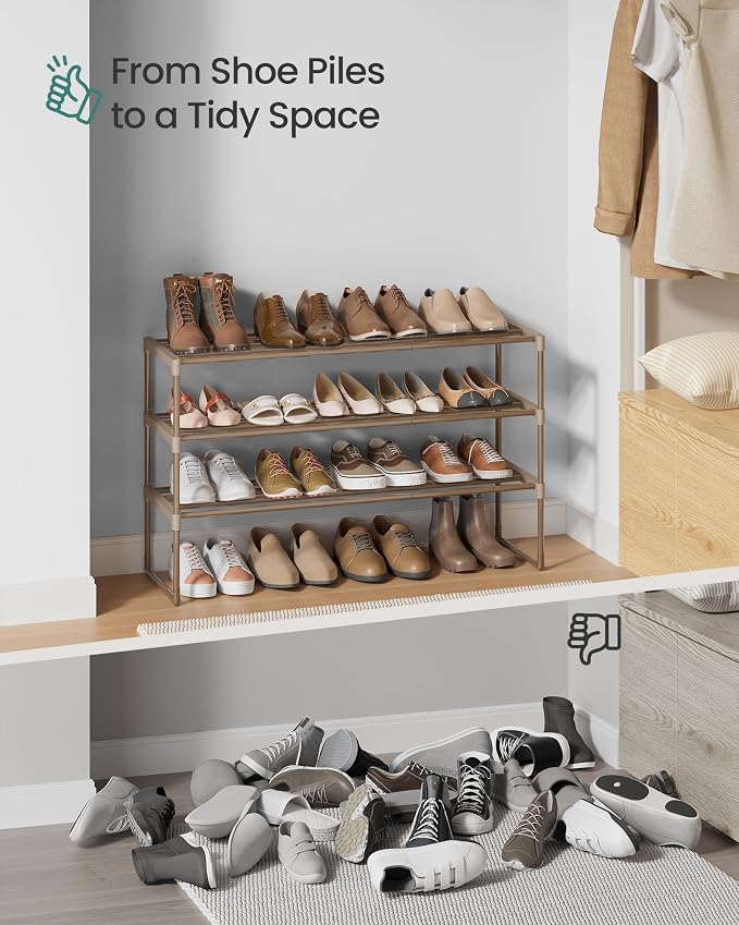 SONGMICS Shoe Rack, 3-Tier Shoe Organizer, Metal Storage Shelf, Upright or - Image 9