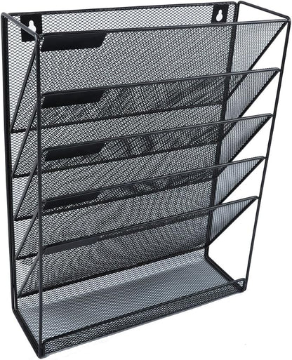 EASEPRES Hanging File Holder Organizer, 6 Tier Mesh Metal Wall Mount Document - Image 2