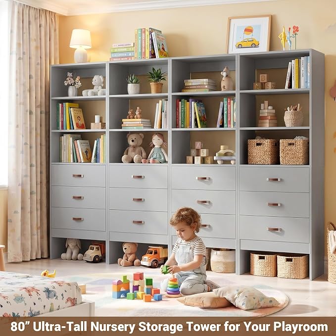 8FT Closet System with Leather Handles, Wood Wardrobe Closet Organizer and - Image 5