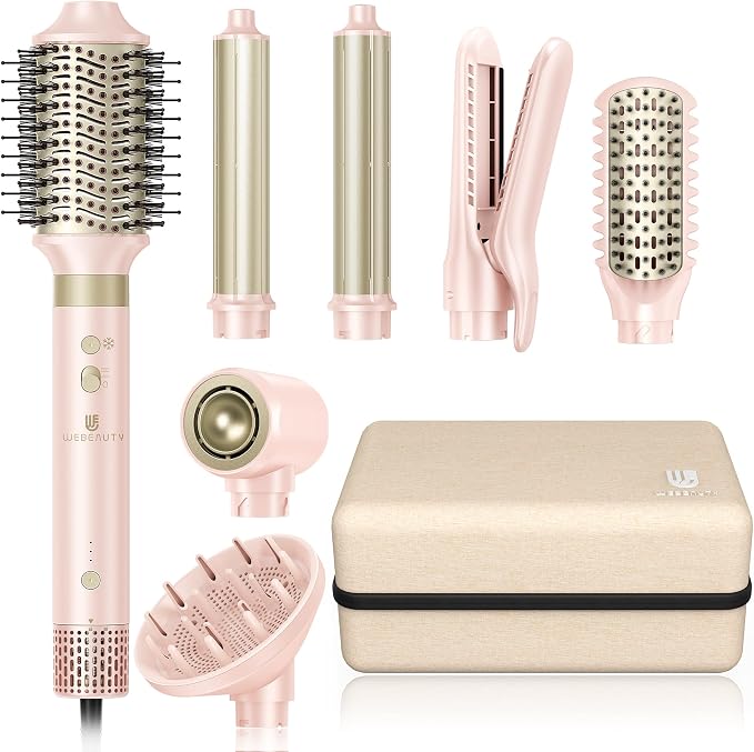 Hair Dryer Brush 8-in-1 Dual Voltage Hot Air Styler – Fast-Drying 110, 000 RPM by TakeHairSalonHome