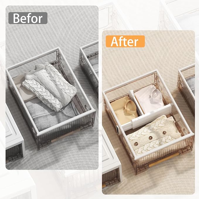 REBECAT 5 Pack Drawer Dividers for Clothes Adjustable Drawer Dividers 4" High - Image 4