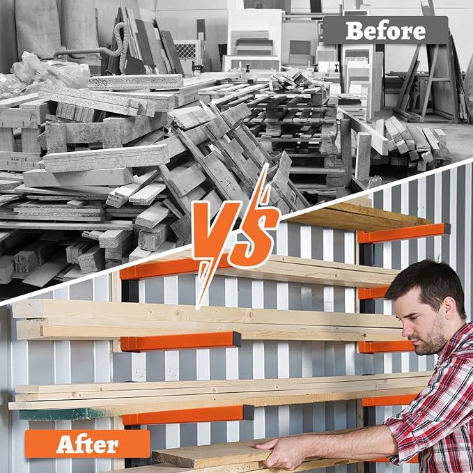 HOME RIGHT 4 Pack Lumber Rack, Wood Organizer and Lumber Storage Rack Wall Mount - Image 4