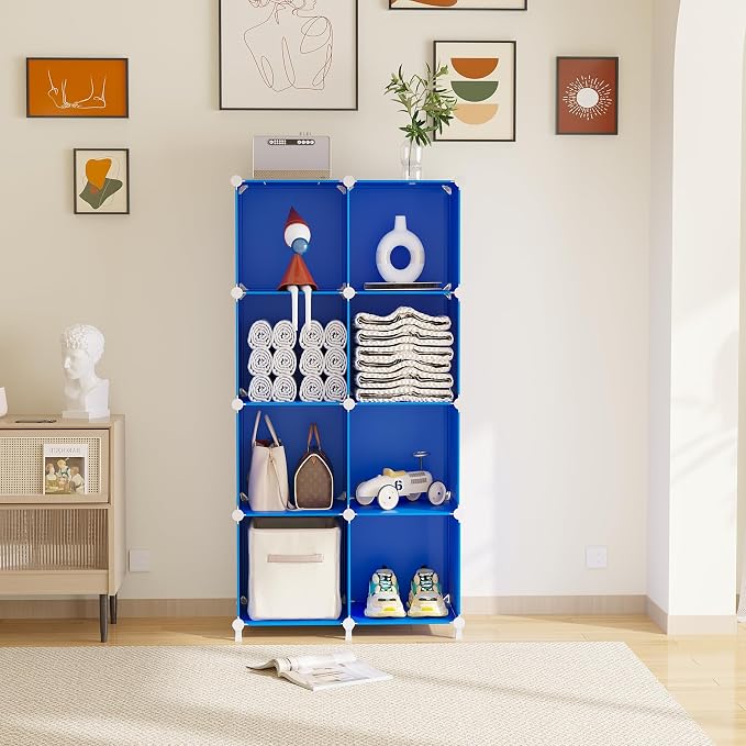 AWTATOS Cube Storage Organizer, 8 Cube Closet Organizers Stackable, DIY Plastic - Image 2
