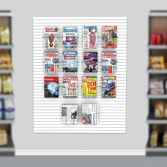 6 Pair Literature Display for Slatwall, Adjustable Magazine Holder for Slat Wall - Image 7