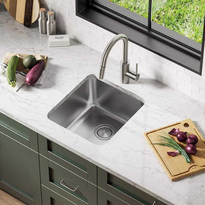 KRAUS Dex 17-inch Undermount 16 Gauge Stainless Steel Single Bowl Kitchen Sink - Image 7
