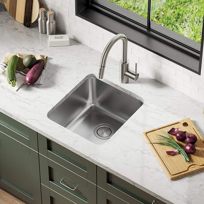 KRAUS Dex 17-inch Undermount 16 Gauge Stainless Steel Single Bowl Kitchen Sink - Image 7