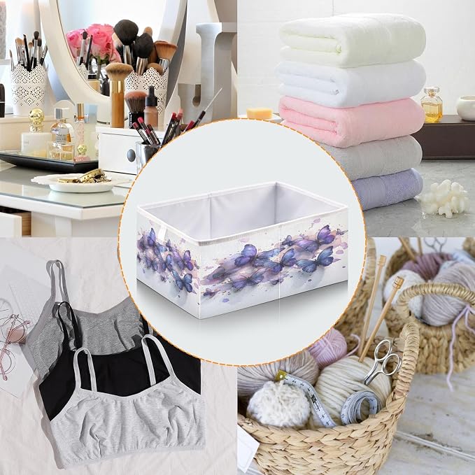 Butterflies Purple Watercolor Closet Organizers Storage Cubes Storage Bins - Image 5