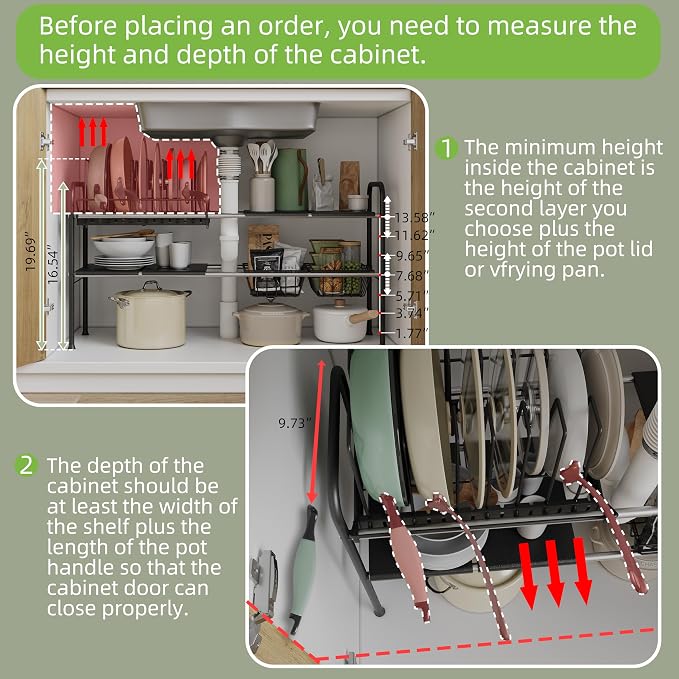 NETEL Adjustable Under Sink Organizers and Storage, Pots and Pans Organizer - Image 3