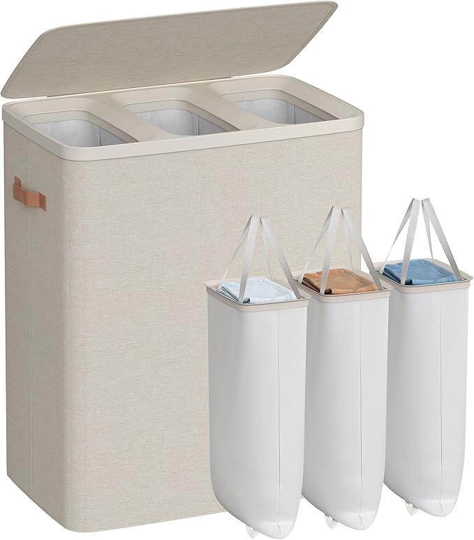 SONGMICS Laundry Basket, 50.2 Gal. Laundry Hamper, 3 Compartments, Easy Assembly by SONGMICSbySONGMICSHOME
