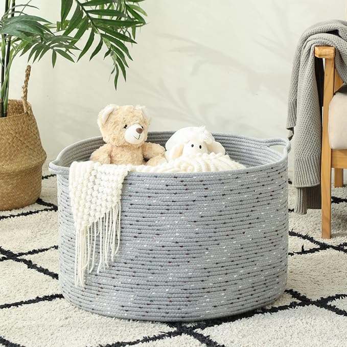 KAKAMAY Large Blanket Basket, Woven Baskets - Image 4