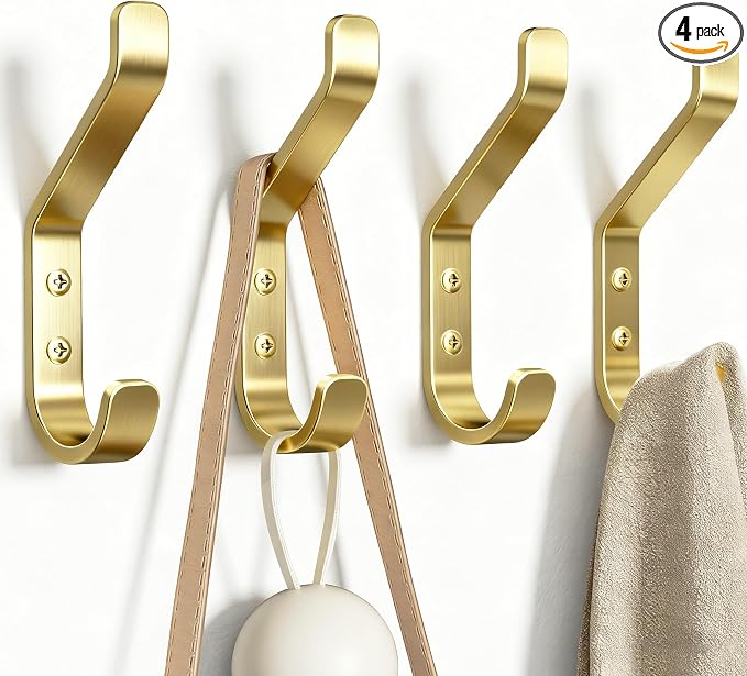 Coat Hooks Wall Mount for Hanging: 20LB Sturdy Hanger for Backpack, for Closet by susswiff