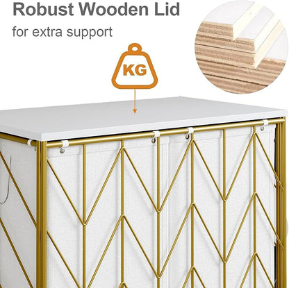WOWLIVE Laundry Basket with Wheels, Heavy Duty Laundry Hamper with Wood Lid - Image 6