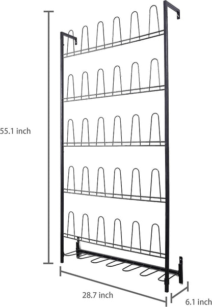 MyGift Modern Matte Black Metal Hanging Shoe Rack - Image 3