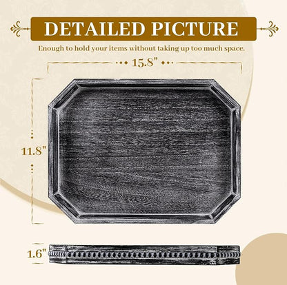 MAONAME Wood Serving Tray, Farmhouse Wooden Tray - Image 2
