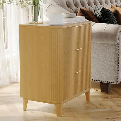 3 Drawer Fluted Dresser for Bedroom, Modern Closet Dressers Chest of Drawers - Image 3
