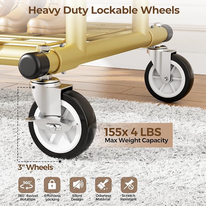 HYSEYY Heavy Duty Clothes Rack, Rolling Clothing Racks - Image 4