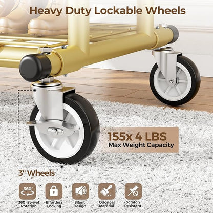 HYSEYY Heavy Duty Clothes Rack, Rolling Clothing Racks - Image 4