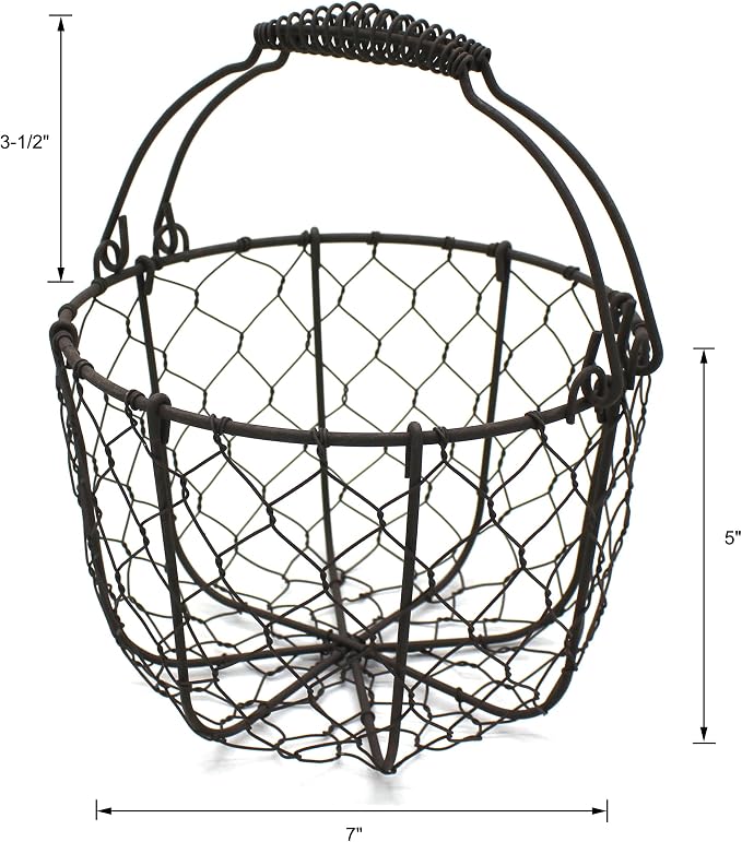 CVHOMEDECO. Round Chicken Wire Egg Basket Fruit Basket - Image 4