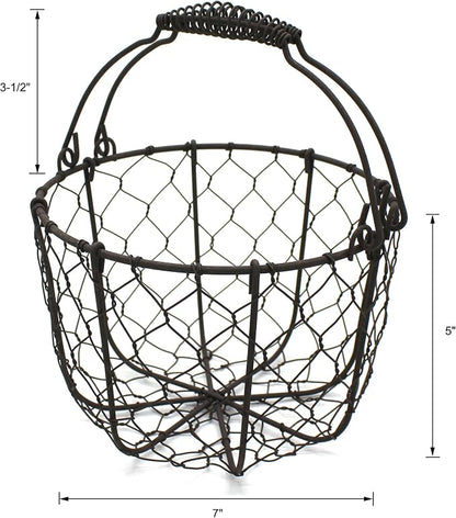 CVHOMEDECO. Round Chicken Wire Egg Basket Fruit Basket - Image 4