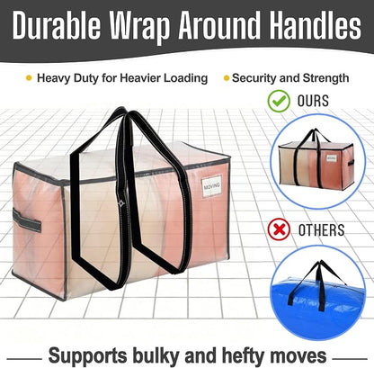 VENO 2 Pack Clear Moving Bags Heavy Duty, 90L Extra Large Transparent Storage - Image 3