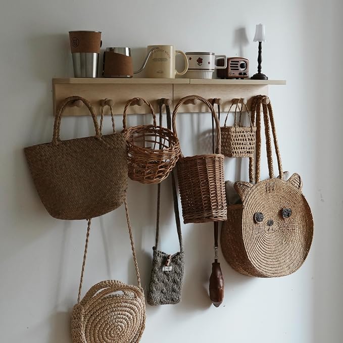 Entrance Coat Rack ，Coat Hooks, Wall-Mounted Wooden Hook Rack, Wall-Mounted - Image 6