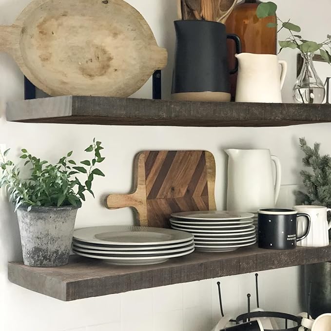 Floating Shelves, 8 Inch Deep Rustic Solid Reclaimed Wood Wall Shelves - Image 6