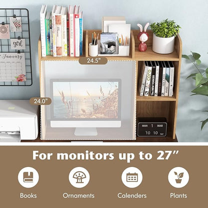 Tangkula Desktop Bookshelf, Countertop Storage Hutch - Image 6