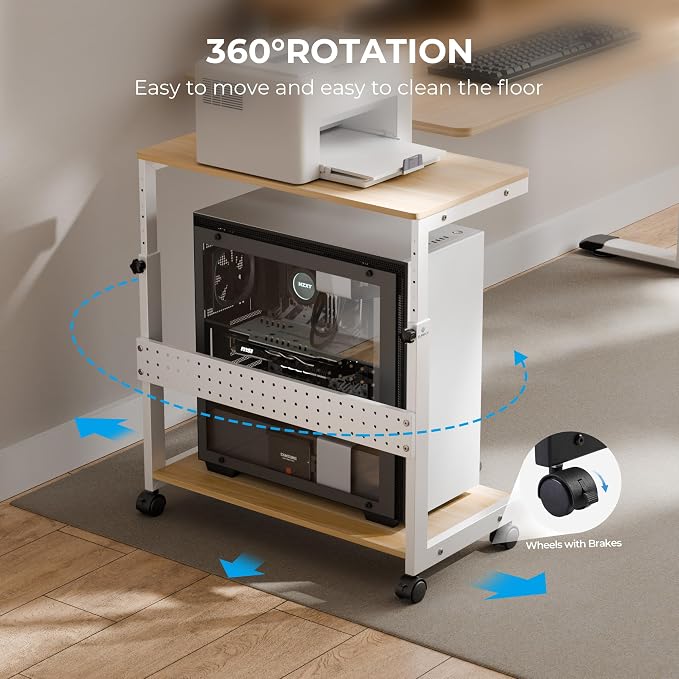 EUREKA ERGONOMIC PC Stand Computer Cart, Height Adjustable Tower Stand 2-Tier - Image 9