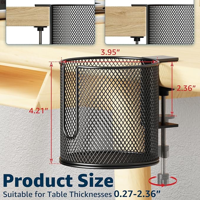 Large Desk Cup Holder, Fully Covered Anti-Spill Clip on Table Cup Holder - Image 2