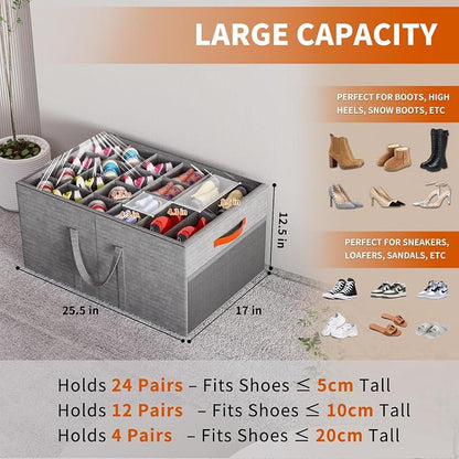 Aokeyee 2 Pack Shoe Organizer for Closet, Large Shoe Storage Box Fits up to 48 - Image 2