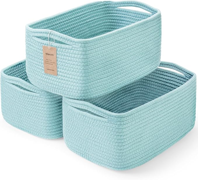3-Pack Small Storage Baskets for Organizing | Woven Shelf Toy Basket | Rope by MaxuniTechLife