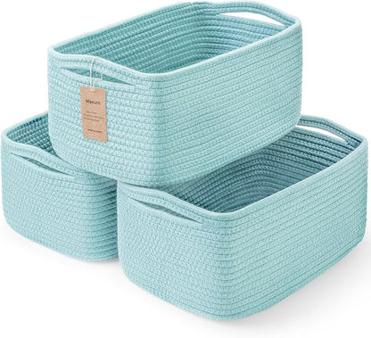 3-Pack Small Storage Baskets for Organizing | Woven Shelf Toy Basket | Rope by MaxuniTechLife